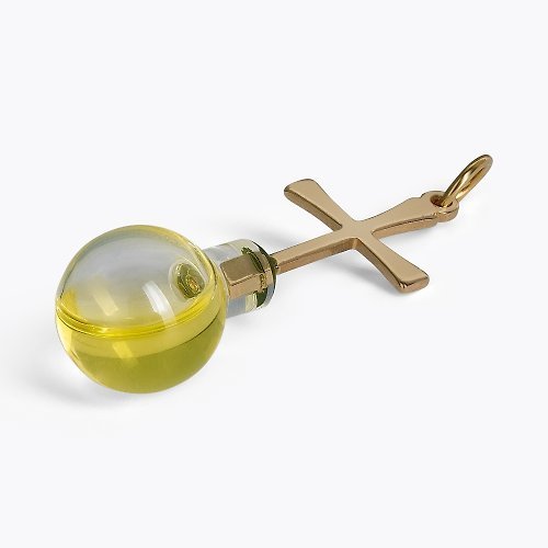 項鍊 以色列進口多用途掛飾 天主教飾品手工24K金十字架內裝加利利山橄欖油61102-1