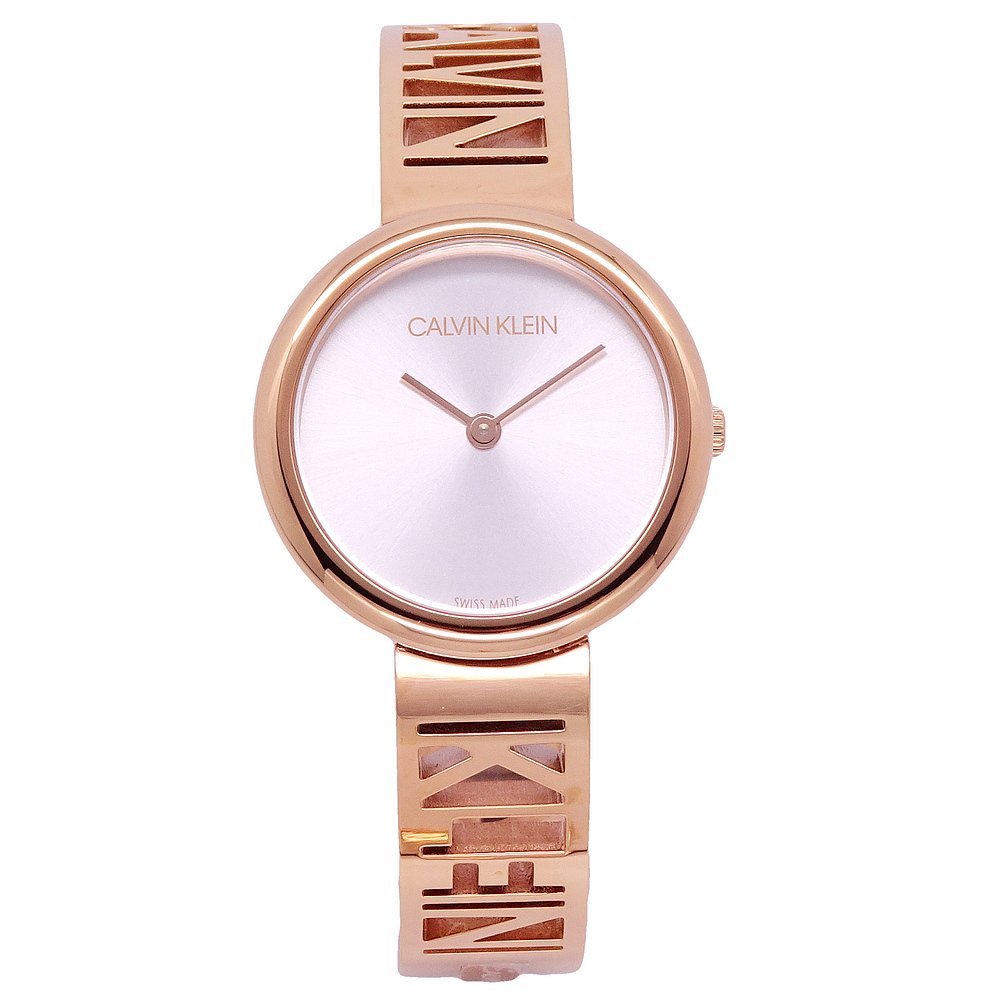 Calvin Klein 愛情箴言設計手環式女性腕錶-玫瑰金-KBK2M616
