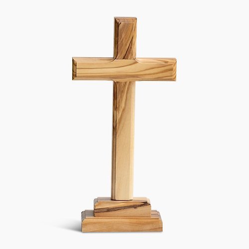 居家擺飾 以色列進口橄欖木 雙層站立十字架 桌上擺設 基督教禮品161711