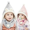 寶寶帽子秋冬季保暖加絨套裝1-3歲帽男童女童圍巾護頸連帽針織帽