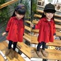 韓版童裝 2017新款春裝 中小童女童英倫風蝴蝶結斗篷式風衣外套