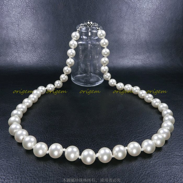珍珠林~一珠一結8MM加彩微粉珍珠項鍊~南洋深海硨磲彩貝珍珠#596+3