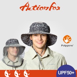 【ActionFox 挪威 中性 抗UV透氣網罩遮陽帽《夾花灰》】631-4786/UPF50+/防蚊網帽/中盤帽/漁夫帽/吸汗快乾