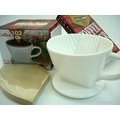 【圖騰咖啡】手沖咖啡組合:日本寶馬陶瓷滴漏咖啡濾杯2~4人份 + 日本寶馬咖啡濾紙2~4人份40張入