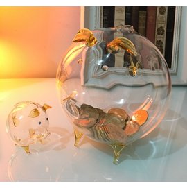 玻璃透明玻璃豬 直徑15公分存錢豬 撲滿豬【豐洋玻藝】