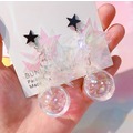 A00067 韓國 韓版 雷射 星星 透明 玻璃 水球 水注 耳環 耳針 耳飾 粉