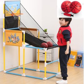 5Cgo 【代購七天交貨】553686421074 少年強自動記分體育兒童投籃機寶寶室內玩球遊戲機男女孩運動兒童籃球架組裝