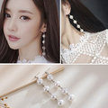韓國時尚超大珍珠流蘇耳釘女長款耳環耳飾淑女氣質s925純銀防過敏