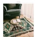 古著美式歐式個性複古幾何客廳地毯塊毯圖案客棧北歐民族風情純棉流蘇線毯紅色兩面沙發毯蓋毯子印地安(351元)