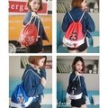 supreme韓版時尚抽繩包背包休閒運動籃球足球居家收納儲物袋雙肩束口(310元)