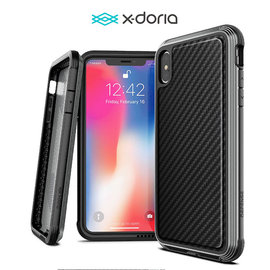 X-Doria Defense LUX 奢華系列 黑碳纖維 6.5 iPhone XS MAX 鋁合金+皮革雙料保護殼 防摔減震 手機殼 保護套 手機套/卡夢 carbon