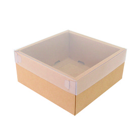 《荷包袋》4吋蛋糕盒 牛皮無印(透明上蓋)【10入】_3-290401-3