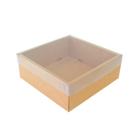 《荷包袋》6吋蛋糕盒 牛皮無印(透明上蓋)【10入】_3-290603-3
