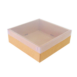 《荷包袋》8吋蛋糕盒 牛皮無印(透明上蓋)【10入】_3-290803-3