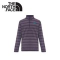 【The North Face 男 刷毛套頭衫《深茄紫條紋》】CUN0/保暖/高領/休閒