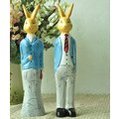 zakka精品雜貨Vintage北歐設計動物木雕手作彩繪兔子先生兔子小姐彩繪兔家居可愛擺飾裝飾兔木製品禮品小物