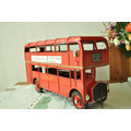zakka精品雜貨懷舊Vintage手工鐵製英倫風英國經典紅色雙層巴士BUS模型擺飾鐵皮玩具店面裝飾拍攝道具101518