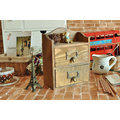 ZAKKA☆精品鄉村風木製銅把雙層抽屜木櫃2格抽屜木盒收納盒收納盒展示盒1501021