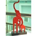 zakka 精品 Vintage 非洲動物木雕 意像 三隻紅色大象家族 ZOO 象 家居擺飾 裝飾 模型 木製品