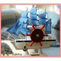 地中海 海洋 原木小帆船音樂盒 船擺飾 水手 舵 錨 復古造型擺飾8音盒 生日禮物 拍照道具