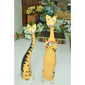 zakka 精品 Vintage 峇里風木雕 手作質感 釣魚貓系列 抱魚的貓 斑紋貓 彩繪家居擺飾 木貓裝飾