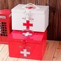 zakka 精品 Vintage 日系好感設計 紅白色 家用急救箱造型馬口鐵方形收納盒 醫藥箱 手提箱 置物收納箱 禮物