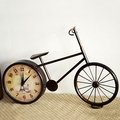 Zakka雜貨 復古質感 古銅色20世紀初自行車造型時鐘 鐵製懷舊鐵馬擺飾桌鐘 餐廳居家氣氛佈置裝飾腳踏車形座鐘 道具