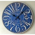 zakka雜貨 Vintage歐式鄉村風 藍色質感圓型復古掛鐘 阿伯數字時鐘 掛鐘 造型鐘 民宿擺飾 牆面裝飾佈置