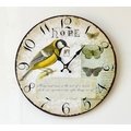 zakka雜貨 Vintage歐式鄉村風 森林系蝴蝶小鳥圖案掛鐘 數字無框時鐘 掛鐘 造型鐘 圓鐘 牆面掛飾擺飾