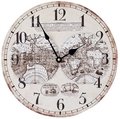 zakka雜貨 Vintage鄉村風 仿舊復古經典世界地圖航海圖掛鐘 數字無框時鐘 掛鐘 造型鐘 圓鐘 牆面掛飾擺飾