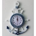 zakka雜貨 Vintage 藍白海洋風 船舵+海錨造型掛鐘 地中海家居氣氛佈置 水手風船錨 宿咖啡廳餐廳牆面裝飾佈置