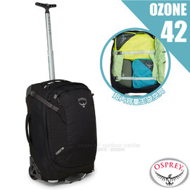 【美國 OSPREY】新款 Ozone 42L(21.5吋) 頂級可提可拖拉鋁合金兩用子母旅行箱/背包式行李箱_附拖輪/自助旅行.澳洲遊學_黑 R