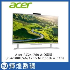 ACER AC24-760 I3 6100U 23.8" AIO電腦 4G DDR4 /128GB M.2 SSD