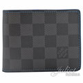 Juliet茱麗葉精品 Louis Vuitton LV N64033 Slender 黑棋盤格紋雙折短夾.電藍色現金價$14,800