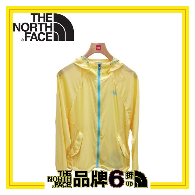 【The North Face 女 防晒外套《黃》】2VEO/透氣/防水/兜帽外套/連帽外套/輕量風衣