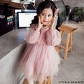 《童伶寶貝》BA023-秋冬唯美立體刺繡女童泡泡袖網紗洋裝
