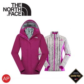 【The North Face 女 GTX羽絨兩件式外套 《紫/紅》】CUF1-146/保暖夾克/適登山/健行