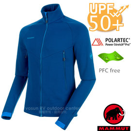 【瑞士 MAMMUT 長毛象】男 Aconcagua Polartec 頂級二用超彈性耐磨透氣保暖外套夾克(Power Stretch Pro/中層衣)/1014-00320-5967 群青藍