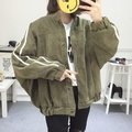 【KEO】？？new？？上架新品？？短外套女春秋韓版學生褂子寬鬆bf原宿學院風燈芯絨休閒百搭棒球服軍綠色