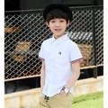 【KEO】童裝夏裝新款男童短袖襯衫白色襯衫兒童純棉襯衣
