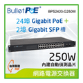 BulletPoE 24-PORT Gigabit PoE+2-port SFP Switch 網路電源交換器(BPS2420-G250W)