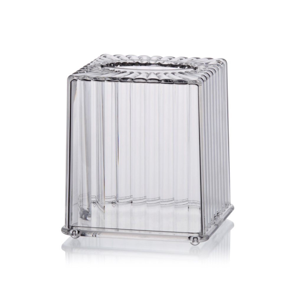 【美的空間】貝殼紋方形透明壓克力面紙盒(高) #5962