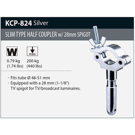 河馬屋 KUPO KCP-824 薄型手銬掛鈎 適用於48-51mm 的管徑 重量:0.79kg 承重:200kg 帶28MM公頭