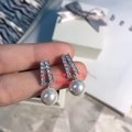【💕預購💕】？香港🇭🇰正生銀飾？S925純銀 明星同款 雙排鑽珍珠耳釘 耳環