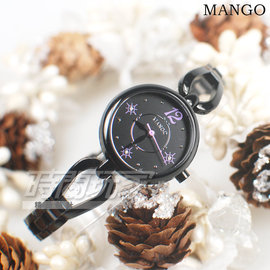 MANGO 星芒晶鑽輕巧手鍊女錶 藍寶石水晶防水手錶 紫xIP黑電鍍 MA6730L-74