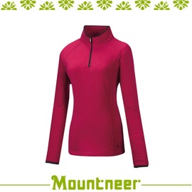 【Mountneer 山林 女遠紅雲彩保暖衣《玫瑰紅》】32F02/高領/長袖/旅遊