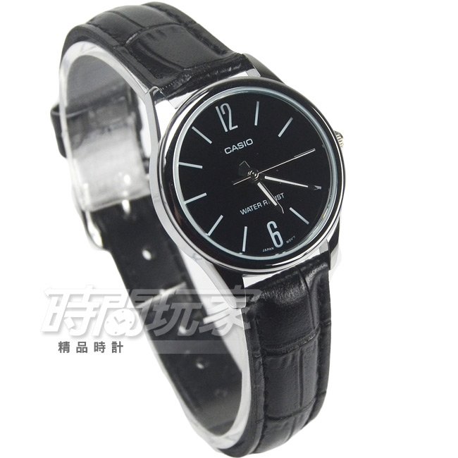 CASIO卡西歐 LTP-V005L-1B 簡潔風格皮帶女錶 數字簡約時刻 白x黑 LTP-V005L-1BUDF【時間玩家】
