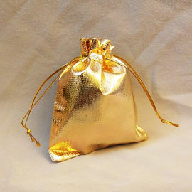 A3977金束口袋-中/抽繩袋/喜糖袋/首飾袋/禮物袋/婚禮包裝/金色/過年/結婚/贈品禮品