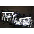 ●○RUN SUN 車燈,車材○● 全新 BMW 寶馬 08 09 10 X5 E70 LED 3D U型黑框 雙魚眼 大燈 台灣製造