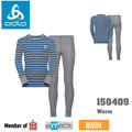 【速捷戶外】瑞士ODLO 150409 warm 兒童機能銀纖維長效保暖衣褲組 灰藍條紋 (灰麻灰 能量藍條紋),保暖衣,衛生衣